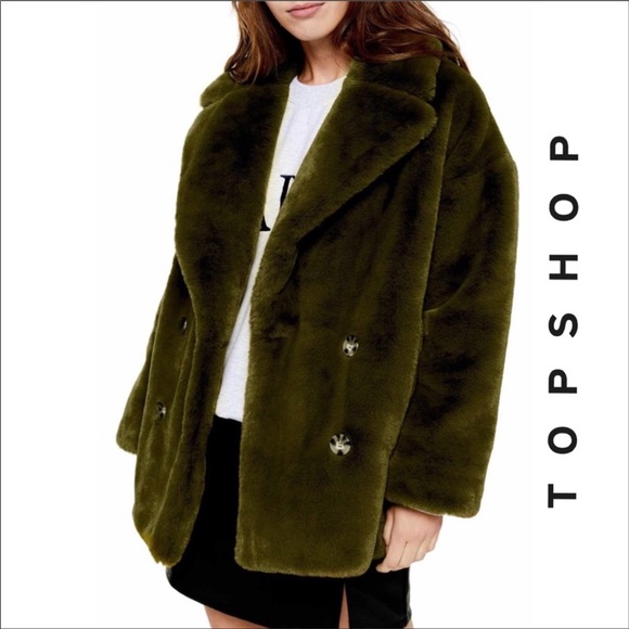 Topshop Jackets & Blazers - TopShop Ally Faux Fur Double Breasted Jacket Coat